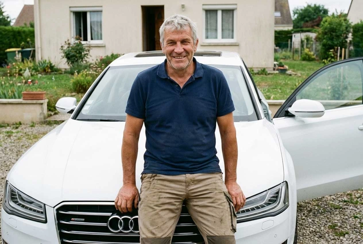Dave standing next to his new car