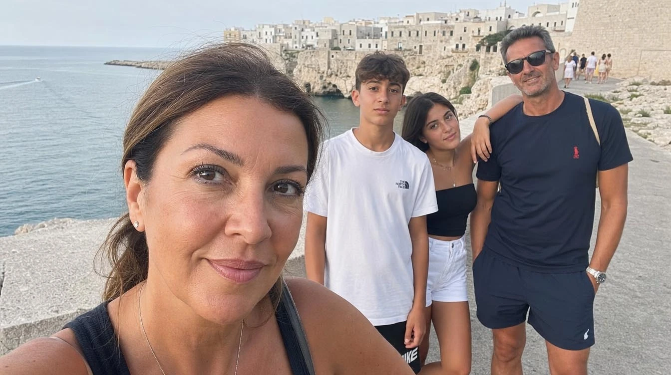 Sylvia on a family trip with her husband and kids